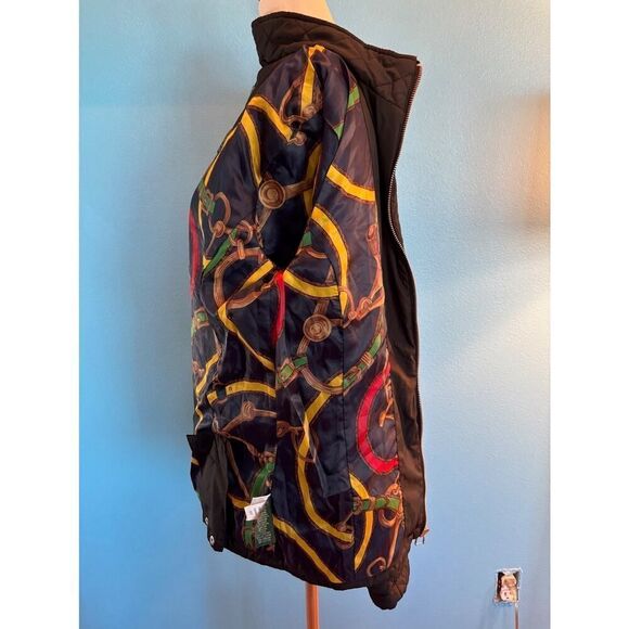 LRL Ralph Lauren Equestrian Lining Quilted Black Jacket Double Vent Small - Picture 11 of 12
